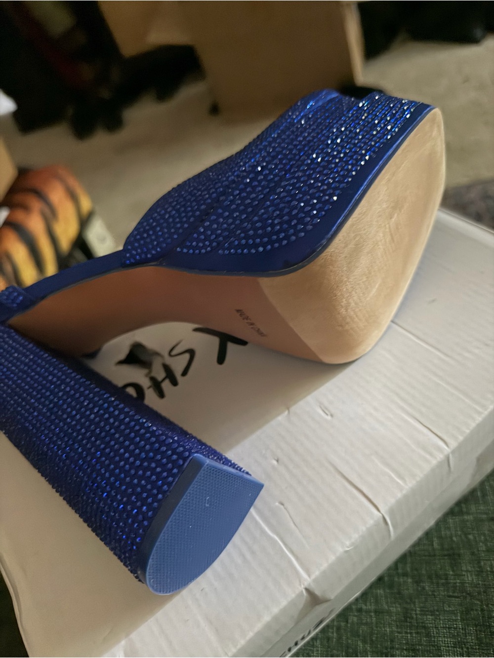 Platform High Heel Platforms in Electric Blue with Rhinestones NWT - Picture 4 of 6